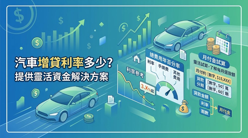 汽車增貸利率多少?總費用年百分率與月付金試算