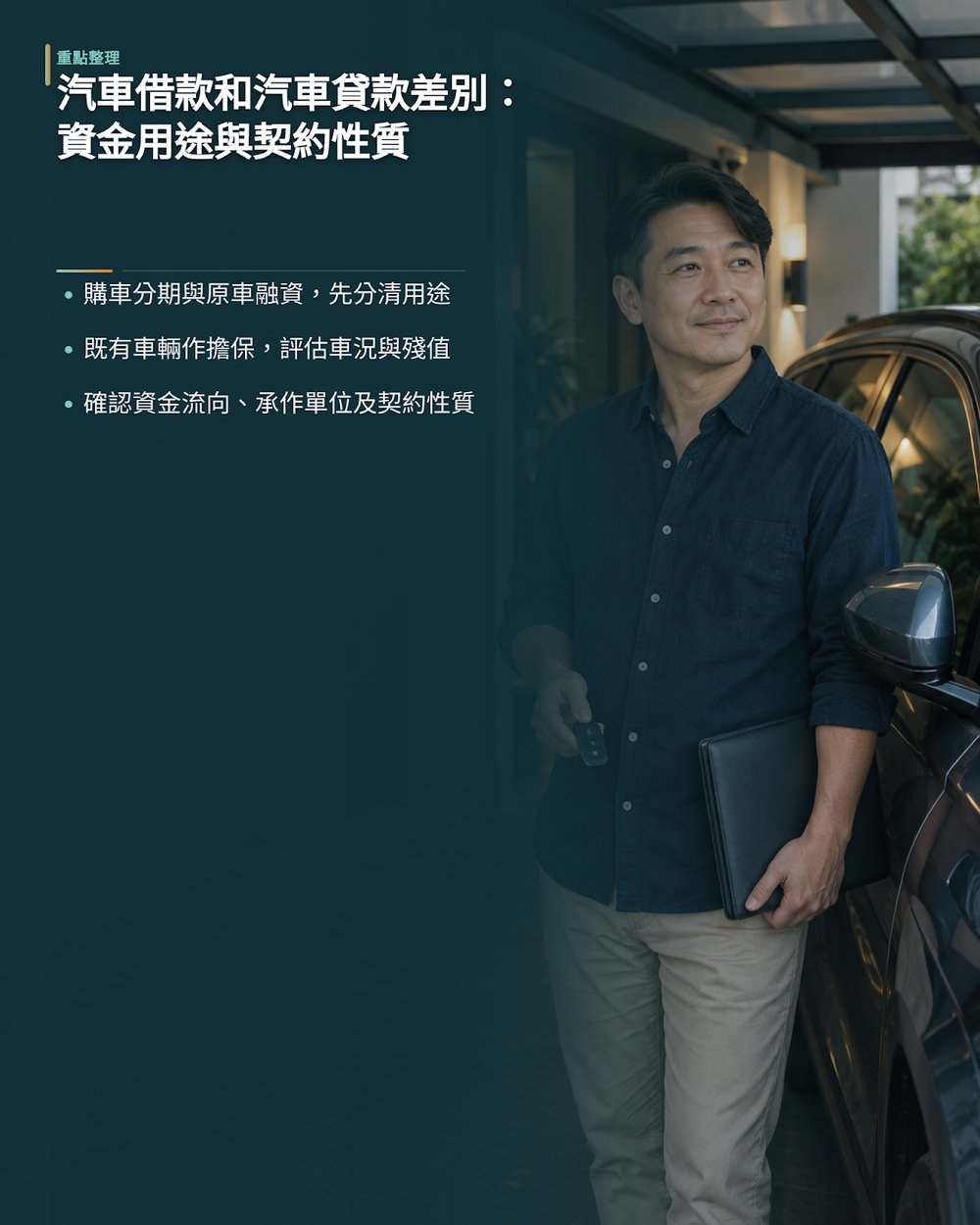 汽車借款和汽車貸款差別是什麼？先釐清資金用途與契約性質