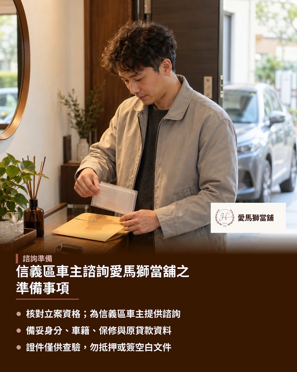 信義區車主諮詢愛馬獅當舖之準備事項